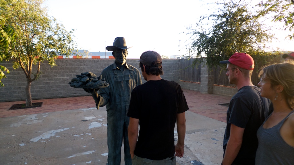 Visiting the site of Stubb's BBQ and the Terry Allen sculpture that remains, Lubbock, Texas.